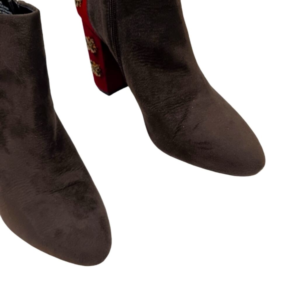 Faryl Roen Ankle Boots Sz 8.5 Maroon Colorblock Jeweled Cowgirl Boho Patchwork - Picture 12 of 16